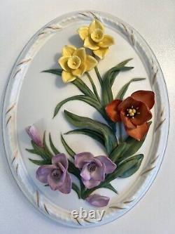 Franklin Mint Porcelain All Four Seasons Maureen Jensen 3d Floral Wall Art 1982