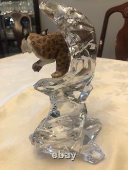 Franklin Mint Porcelain Bobcat On Crystal