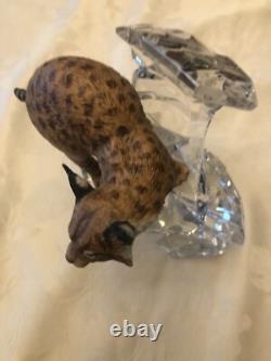 Franklin Mint Porcelain Bobcat On Crystal