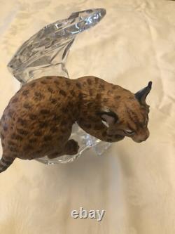 Franklin Mint Porcelain Bobcat On Crystal
