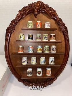 Franklin Mint Porcelain Cat Advertising Thimbles Display COMPLETE! 20 Cats 1992