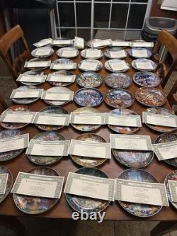 Franklin Mint Porcelain Collector Plates Theme Vintage 1990s with Certificates