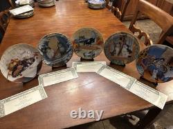 Franklin Mint Porcelain Collector Plates Theme Vintage 1990s with Certificates