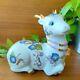 Franklin Mint Porcelain Deer Figurine Gold Accents and Floral Design Feng Shui