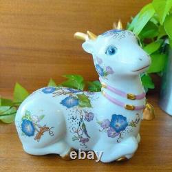 Franklin Mint Porcelain Deer Figurine Gold Accents and Floral Design Feng Shui