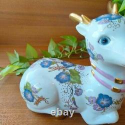Franklin Mint Porcelain Deer Figurine Gold Accents and Floral Design Feng Shui