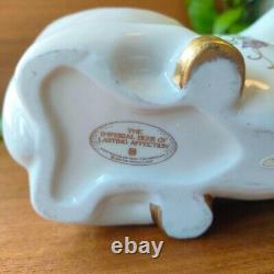 Franklin Mint Porcelain Deer Figurine Gold Accents and Floral Design Feng Shui