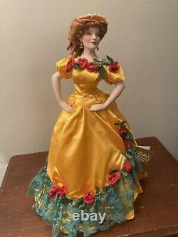 Franklin Mint Porcelain Doll Belle Watling Gone With The Wind with Gold Dress