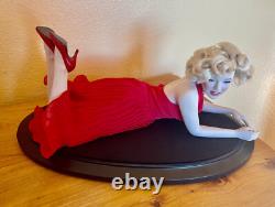 Franklin Mint Porcelain Marilyn Monroe Doll Laying Down in a Red Dress