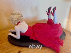 Franklin Mint Porcelain Marilyn Monroe Doll Laying Down in a Red Dress