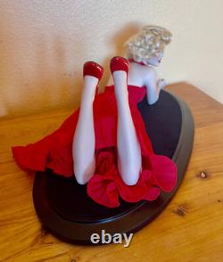 Franklin Mint Porcelain Marilyn Monroe Doll Laying Down in a Red Dress