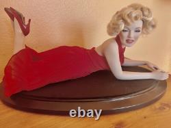 Franklin Mint Porcelain Marilyn Monroe Doll Laying Down in a Red Dress