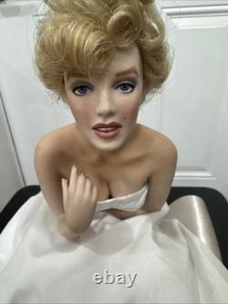 Franklin Mint Porcelain Marilyn Monroe Doll Love, Marilyn Sitting on Satin Bench