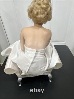 Franklin Mint Porcelain Marilyn Monroe Doll Love, Marilyn Sitting on Satin Bench