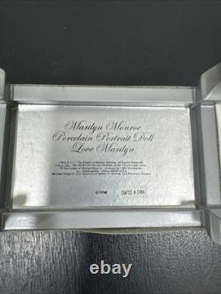 Franklin Mint Porcelain Marilyn Monroe Doll Love, Marilyn Sitting on Satin Bench
