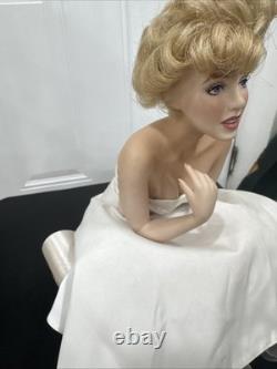 Franklin Mint Porcelain Marilyn Monroe Doll Love, Marilyn Sitting on Satin Bench