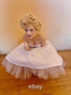 Franklin Mint Porcelain Marilyn Monroe Doll Sitting on a Satin Bench