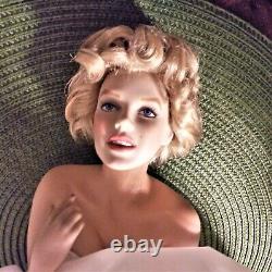 Franklin Mint Porcelain Marilyn Monroe Portrait Doll With Bench Love, Marilyn