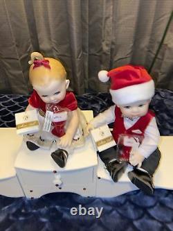 Franklin Mint Porcelain Portrait BABY Christmas Dolls Naughty And Nice-Beautiful