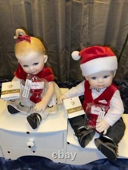 Franklin Mint Porcelain Portrait BABY Christmas Dolls Naughty And Nice-Beautiful