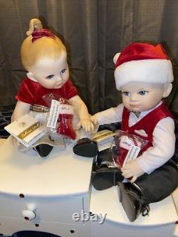 Franklin Mint Porcelain Portrait BABY Christmas Dolls Naughty And Nice-Beautiful