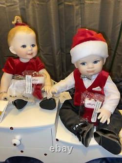 Franklin Mint Porcelain Portrait BABY Christmas Dolls Naughty And Nice-Beautiful