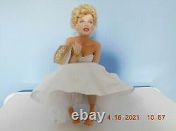 Franklin Mint Porcelain Portrait Doll Love Marilyn On A White Satin Bench W COA