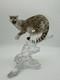 Franklin Mint Porcelain Snow Leopard Figurine on Crystal Base