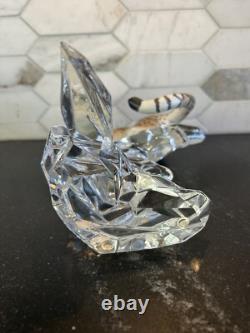 Franklin Mint Porcelain Snow Leopard Figurine on Crystal Base