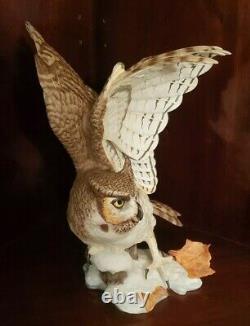 Franklin Mint Porcelain The Great Horned Owl Sculpture By George Mcmonigle