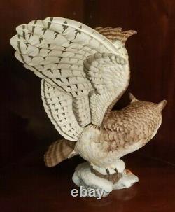 Franklin Mint Porcelain The Great Horned Owl Sculpture By George Mcmonigle