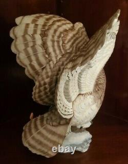 Franklin Mint Porcelain The Great Horned Owl Sculpture By George Mcmonigle