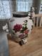 Franklin Mint Porcelain Vase Floral Cat Chinese Style Hand Painted Raised Relief