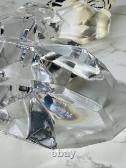 Franklin Mint Porcelain White Siberian Tiger On Lead Crystal Sculpture