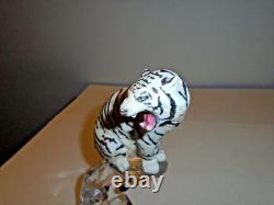 Franklin Mint Porcelain White Tiger On Crystal, 11 1/2 Tall