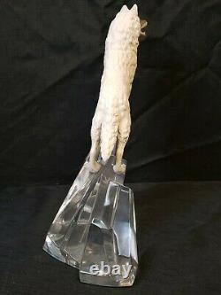 Franklin Mint Porcelain Wolf Sculpture On Crystal Base 1988 Cry Of The North