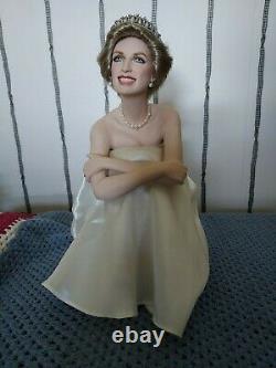 Franklin Mint Porcelain doll, Portrait of a Princess, Diana, Seated on a Cushion