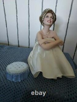 Franklin Mint Porcelain doll, Portrait of a Princess, Diana, Seated on a Cushion
