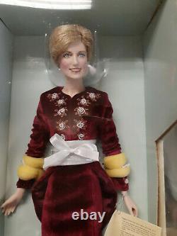 Franklin Mint Princess Diana Doll Loveliness Porcelain 17 Maroon Velvet LE