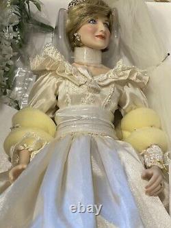 Franklin Mint Princess Diana Doll Porcelain Wedding/Bride Doll Limited Ed. COA