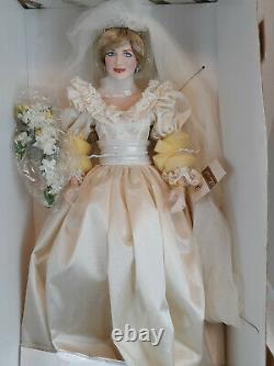 Franklin Mint Princess Diana Doll Porcelain Wedding/Bride Doll NEW W COA