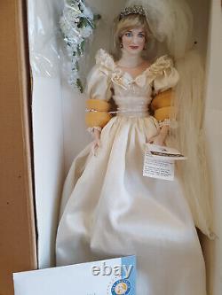 Franklin Mint Princess Diana Doll Porcelain Wedding/Bride Doll NEW W COA