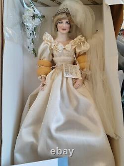 Franklin Mint Princess Diana Doll Porcelain Wedding/Bride Doll NEW W COA