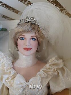 Franklin Mint Princess Diana Doll Porcelain Wedding/Bride Doll NEW W COA