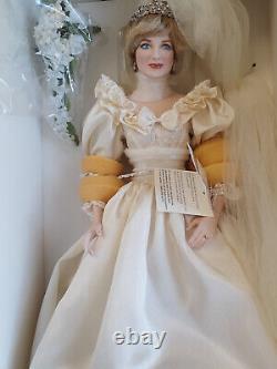 Franklin Mint Princess Diana Doll Porcelain Wedding/Bride Doll NEW W COA