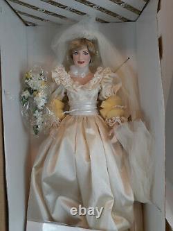 Franklin Mint Princess Diana Doll Porcelain Wedding/Bride Doll NEW W COA READ