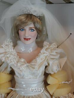 Franklin Mint Princess Diana Doll Porcelain Wedding/Bride Doll NEW W COA READ