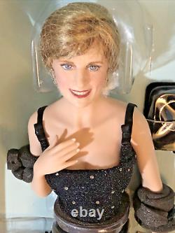 Franklin Mint Princess Diana Of Wales Porcelain Portrait Doll-black Dress In Box