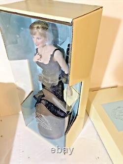 Franklin Mint Princess Diana Of Wales Porcelain Portrait Doll-black Dress In Box