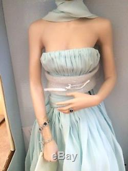 Franklin Mint Princess Diana Porcelain Portrait Doll Blue Cannes Festival Dress